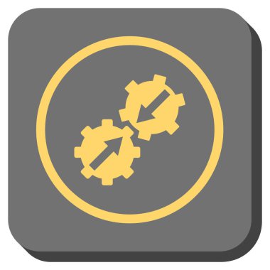 Dişli Tümleştirme yuvarlak kare vektör simgesi