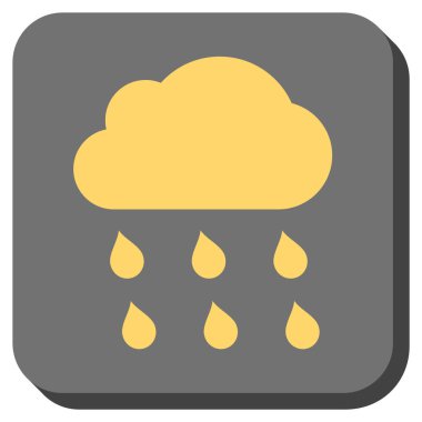 Yağmur bulutu yuvarlak kare vektör simgesi