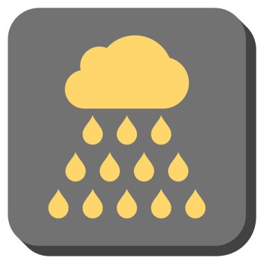 Yağmur bulutu yuvarlak kare vektör simgesi