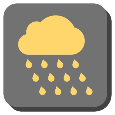 Yağmur bulutu yuvarlak kare vektör simgesi