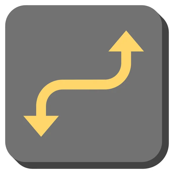 Gegenüber gebogener Pfeil abgerundetes quadratisches Vektorsymbol — Stockvektor