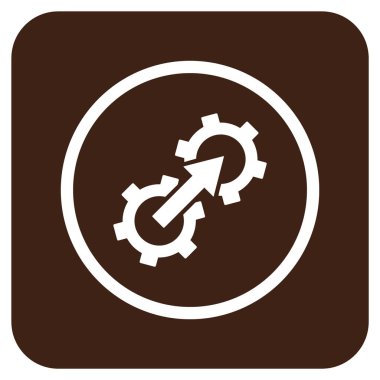 Dişli Tümleştirme düz kare vektör simgesi