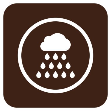 Yağmur bulutu düz kare vektör simgesi