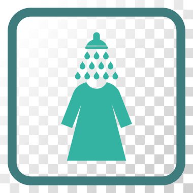 Duş yıkama kadın elbise vektör simgesi bir çerçeve içinde