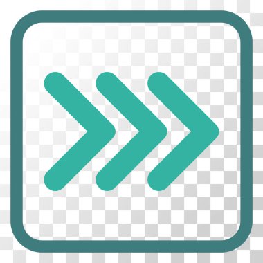 Ok ucu doğru vektör simgesi bir çerçeve içinde üçlü