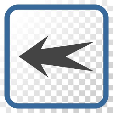 Ok sol vektör simgesi bir çerçeve içinde