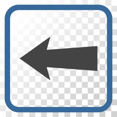 Ok sol vektör simgesi bir çerçeve içinde