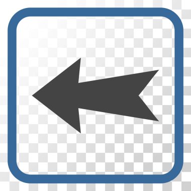 Ok sol vektör simgesi bir çerçeve içinde