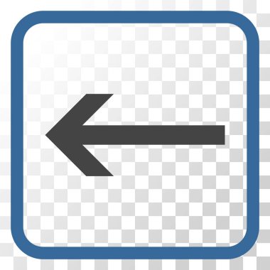 Ok sol vektör simgesi bir çerçeve içinde