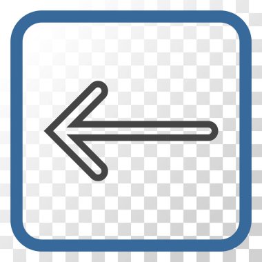 Ok sol vektör simgesi bir çerçeve içinde