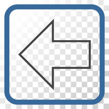 Ok sol vektör simgesi bir çerçeve içinde