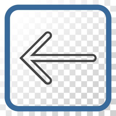 Ok sol vektör simgesi bir çerçeve içinde