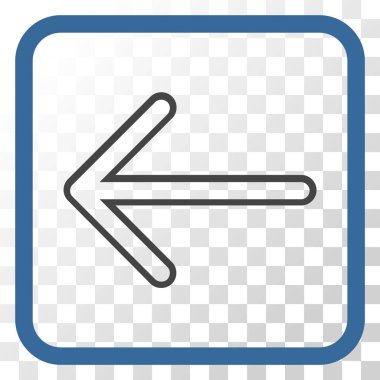 Ok sol vektör simgesi bir çerçeve içinde