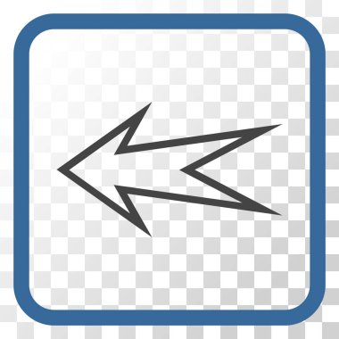 Ok sol vektör simgesi bir çerçeve içinde