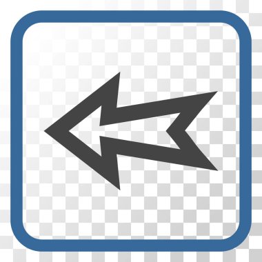 Ok sol vektör simgesi bir çerçeve içinde