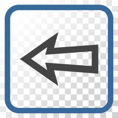 Ok sol vektör simgesi bir çerçeve içinde