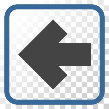 Ok sol vektör simgesi bir çerçeve içinde