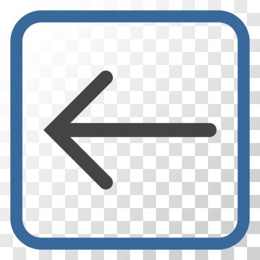 Ok sol vektör simgesi bir çerçeve içinde