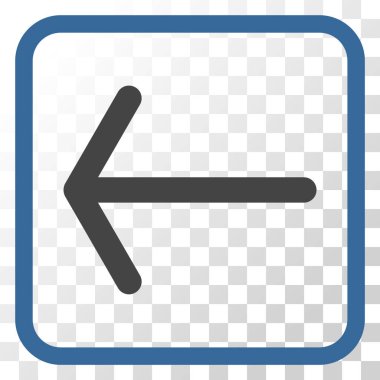 Ok sol vektör simgesi bir çerçeve içinde