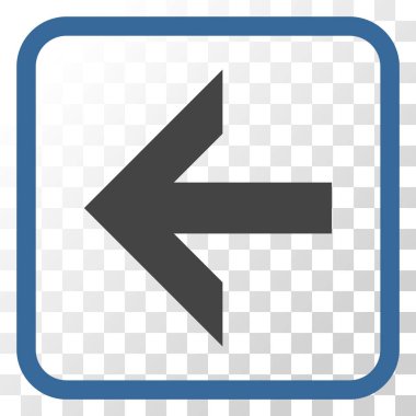 Ok sol vektör simgesi bir çerçeve içinde