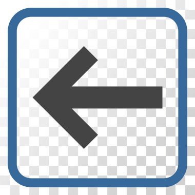 Ok sol vektör simgesi bir çerçeve içinde