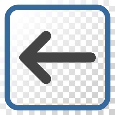 Ok sol vektör simgesi bir çerçeve içinde