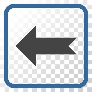 Ok sol vektör simgesi bir çerçeve içinde