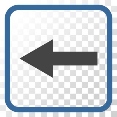 Ok sol vektör simgesi bir çerçeve içinde