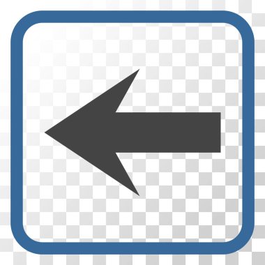 Ok sol vektör simgesi bir çerçeve içinde