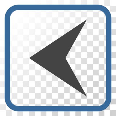 Ok ucu sol vektör simgesi bir çerçeve içinde