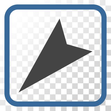 Ok ucu sol aşağı vektör simgesi bir çerçeve içinde