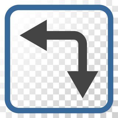 Vektör simgesi bir çerçeve içinde aşağı sol çatallanma ok