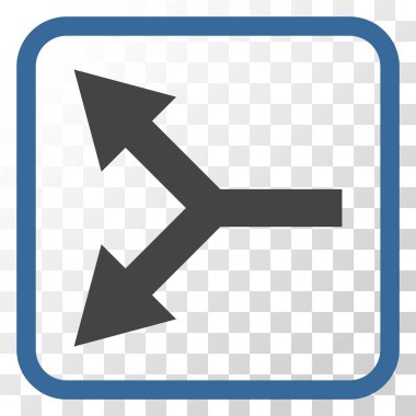 Bifurkasyon ok sol vektör simgesi bir çerçeve içinde