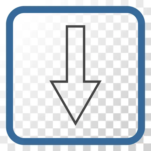 Icono del vector de flecha hacia abajo en un marco — Vector de stock