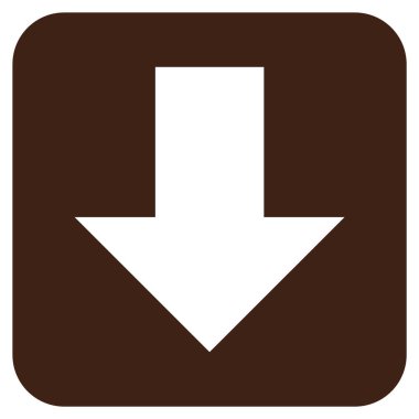 Düz aşağı ok vektör simgesi kare