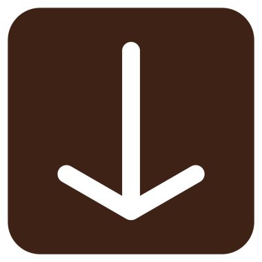 Düz aşağı ok vektör simgesi kare