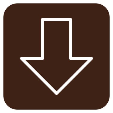 Düz aşağı ok vektör simgesi kare