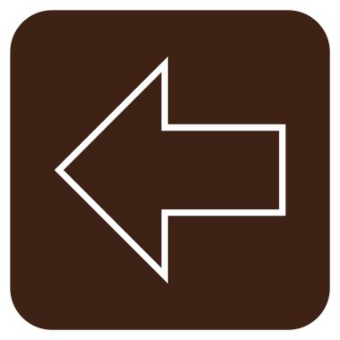 Düz sol ok vektör simgesi kare