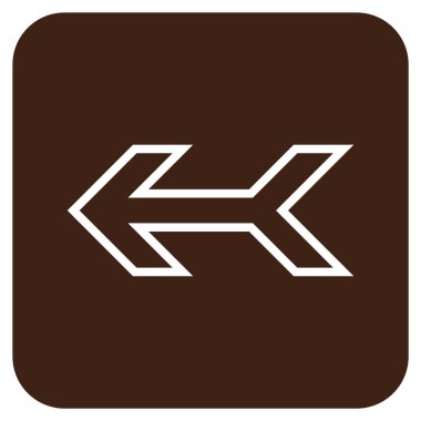 Düz sol ok vektör simgesi kare