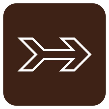 Ok sağ düz vektör simgesi kare