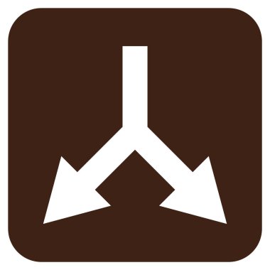 Vektör simge çatallanma ok aşağı düz kare