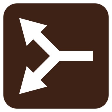 Düz yaptı çatallanma ok vektör simgesi kare