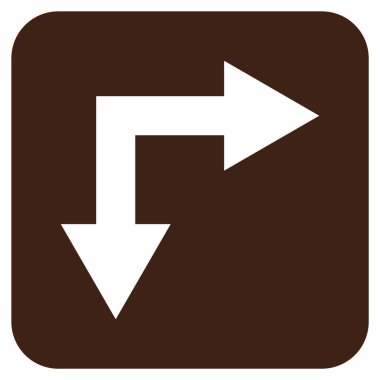 Vektör simge çatallanma ok sağ aşağı düz kare