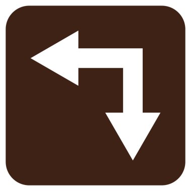 Bifurkasyon ok sol düz vektör simgesi kare.