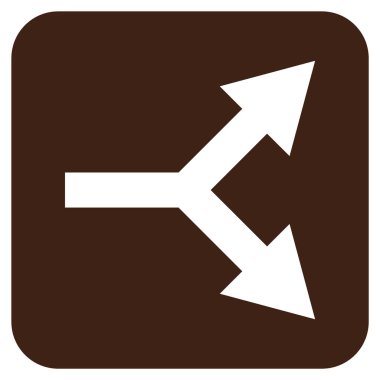 Bifurkasyon ok sağ düz vektör simgesi kare