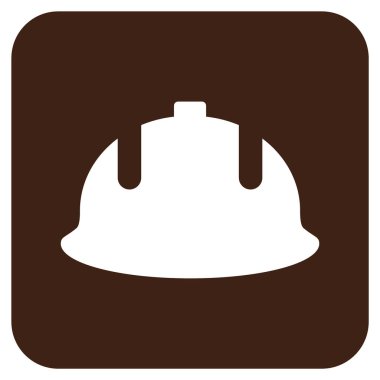 İnşaat kask düz kare vektör simgesi