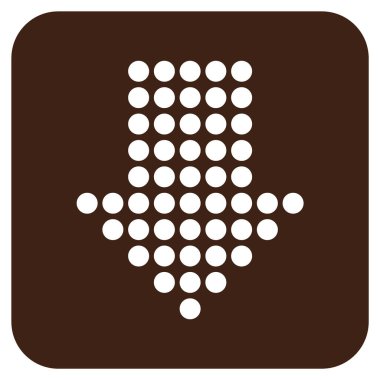 Noktalı ok aşağı düz kare vektör simgesi