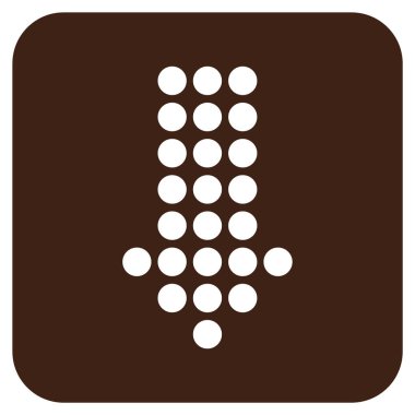 Noktalı ok aşağı düz kare vektör simgesi