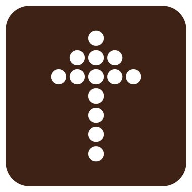 Düz kare vektör simge yukarı noktalı ok