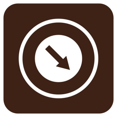 Aşağı doğru yuvarlak ok düz kare vektör simgesi